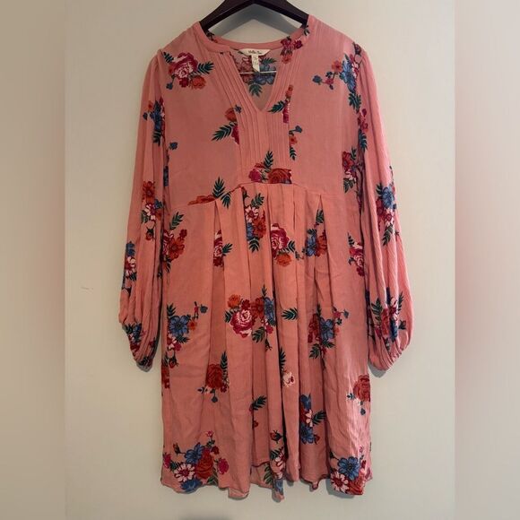 Matilda Jane Let’s Go Out Peach Floral Pleated Dress- small - Picture 1 of 7